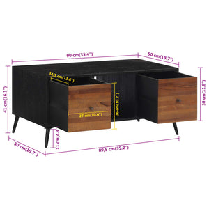 Tavolino da Salotto-Tavolino da soggiorno-Tavolo 90x50x41cm Massello Teak di Recupero