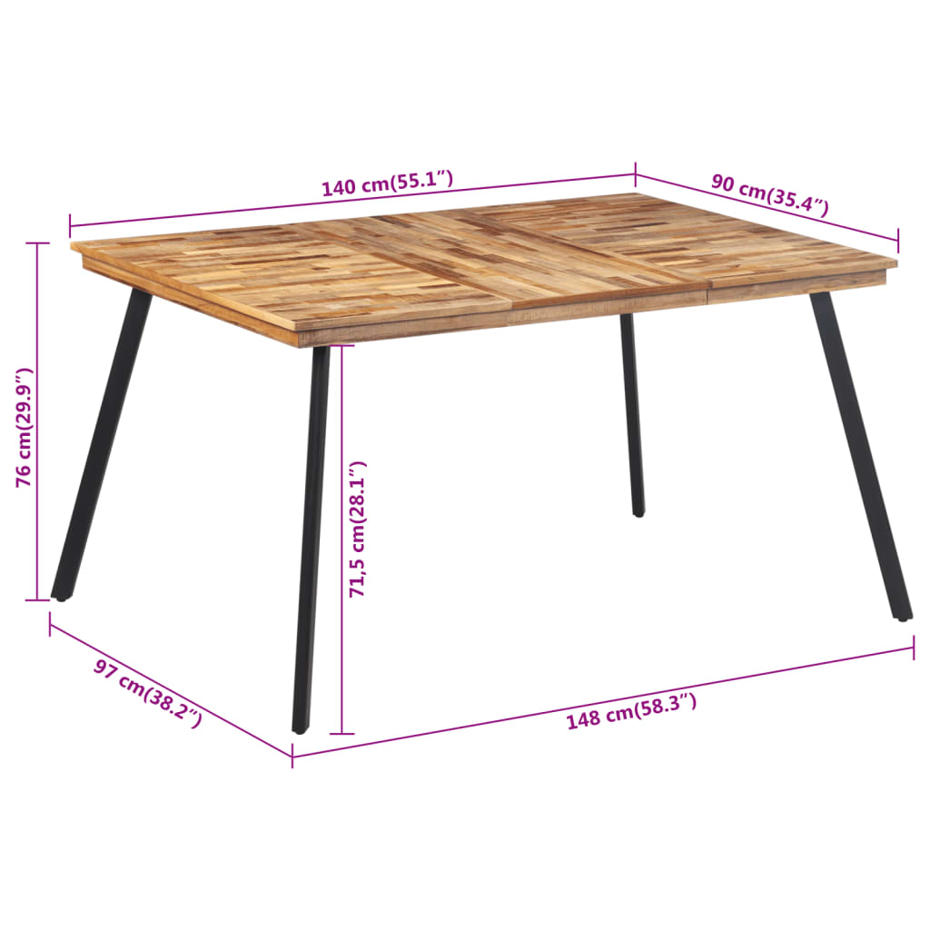 Tavolo da Pranzo 148x97x76 cm in Legno Massello di Teak 358531
