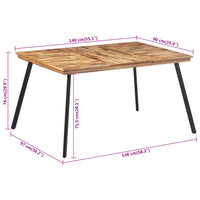 Tavolo da Pranzo 148x97x76 cm in Legno Massello di Teak 358531