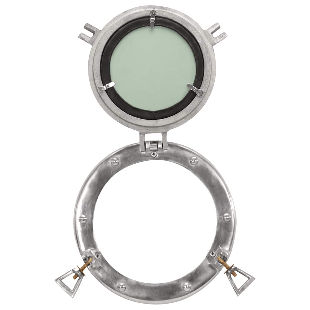 Specchio da Parete Design Oblò Ø23 cm in Alluminio e Vetro 357847