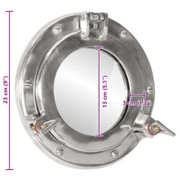 Specchio da Parete Design Oblò Ø23 cm in Alluminio e Vetro 357847