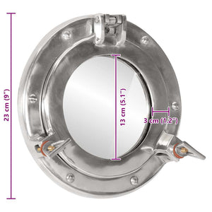 Specchio da Parete Design Oblò Ø23 cm in Alluminio e Vetro 357847