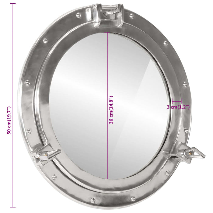 Specchio da Parete Design OblÃ² Ã˜50 cm in Alluminio e Vetro