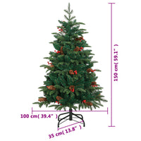 Albero Natale Artificiale Incernierato con Pigne e Bacche 150cm 358375