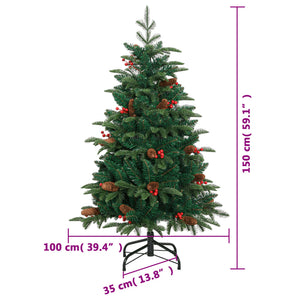 Albero Natale Artificiale Incernierato con Pigne e Bacche 150cm 358375