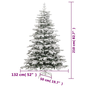 Albero Natale Artificiale Incernierato con Neve Fioccata 210 cm