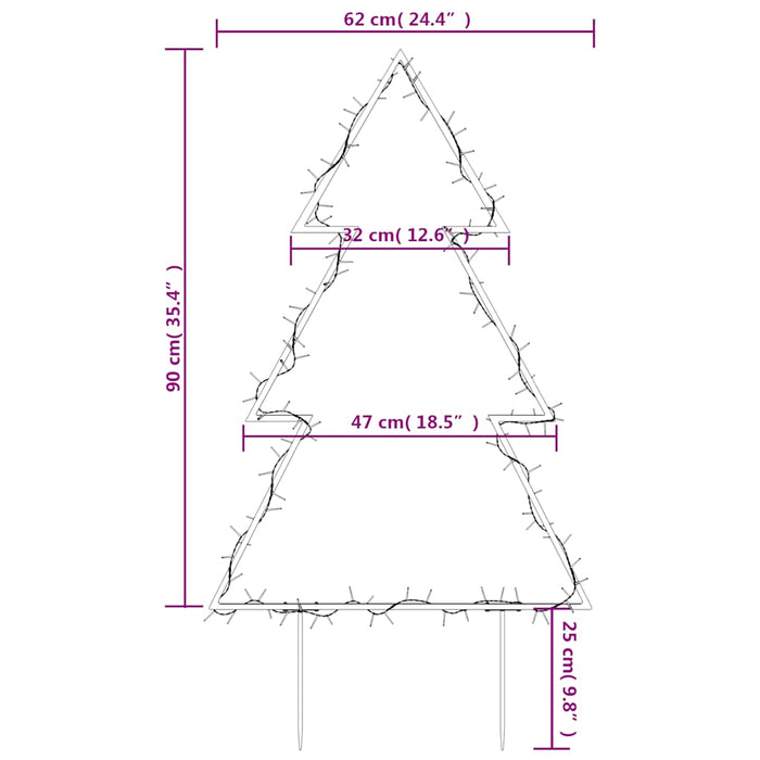 Decorazione Luminosa Natalizia con Picchetti Albero 115LED 90cm