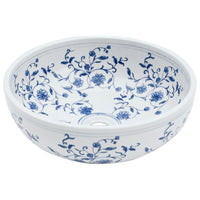 Lavabo da Appoggio-Lavandino-Lavello Bianco e Blu Rotondo ¦µ41x14 cm Ceramica 609996