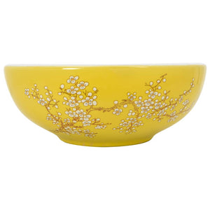 Lavabo da Appoggio Bianco e Giallo Rotondo Φ41x14 cm Ceramica 155053