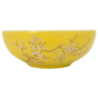Lavabo da Appoggio-Lavandino-Lavello Bianco e Giallo Rotondo ¦µ41x14 cm Ceramica