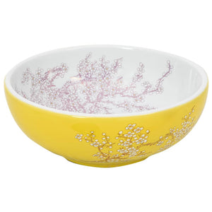 Lavabo da Appoggio-Lavandino-Lavello Bianco e Giallo Rotondo ¦µ41x14 cm Ceramica