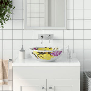 Lavabo da Appoggio Multicolore Rotondo Φ41x14 cm Ceramica 155054