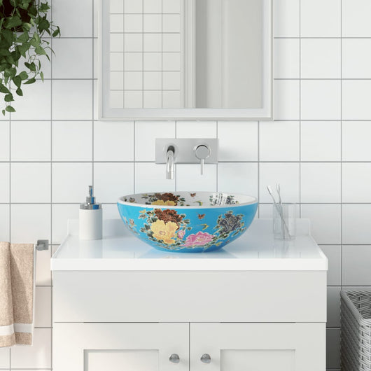 Lavabo da Appoggio Multicolore Rotondo ?41x14 cm Ceramica