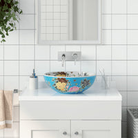 Lavabo da Appoggio-Lavandino-Lavello Multicolore Rotondo ¦µ41x14 cm Ceramica 381514