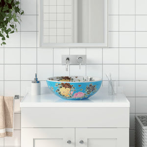 Lavabo da Appoggio-Lavandino-Lavello Multicolore Rotondo ¦µ41x14 cm Ceramica 381514