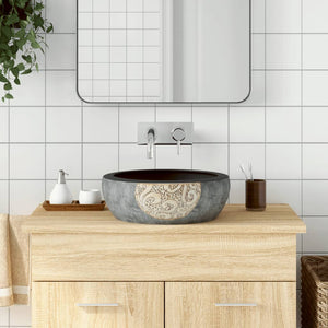 Lavabo da Appoggio-Lavandino-Lavello Nero e Marrone Rotondo ¦µ41x14 cm Ceramica