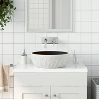 Lavabo da Appoggio Nero e Grigio Rotondo Φ41x14 cm Ceramica 155061
