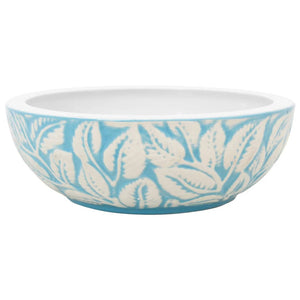 Lavabo da Appoggio-Lavandino-Lavello Bianco e Blu Rotondo ¦µ41x14 cm Ceramica 299215