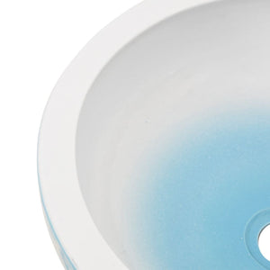 Lavabo da Appoggio-Lavandino-Lavello Bianco e Blu Rotondo ¦µ41x14 cm Ceramica 299215