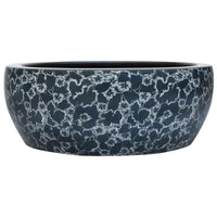 Lavabo da Appoggio-Lavandino-Lavello Nero e Blu Rotondo ¦µ41x14 cm Ceramica 207682