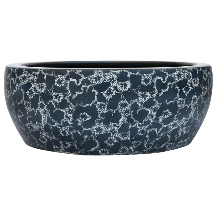 Lavabo da Appoggio Nero e Blu Rotondo Î¦41x14 cm Ceramicacod mxl 83515