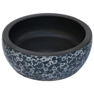 Lavabo da Appoggio-Lavandino-Lavello Nero e Blu Rotondo ¦µ41x14 cm Ceramica 207682