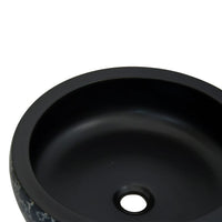 Lavabo da Appoggio-Lavandino-Lavello Nero e Blu Rotondo ¦µ41x14 cm Ceramica 207682