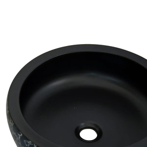 Lavabo da Appoggio-Lavandino-Lavello Nero e Blu Rotondo ¦µ41x14 cm Ceramica 207682