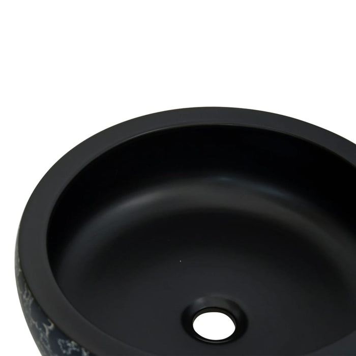 Lavabo da Appoggio-Lavandino-Lavello Nero e Blu Rotondo ¦µ41x14 cm Ceramica 207682