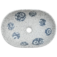 Lavabo da Appoggio-Lavandino-Lavello Grigio e Blu Ovale 47x33x13 cm Ceramica