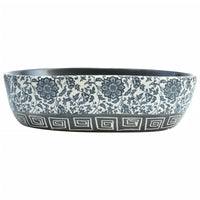 Lavabo da Appoggio-Lavandino-Lavello Nero e Blu Ovale 47x33x13 cm Ceramica