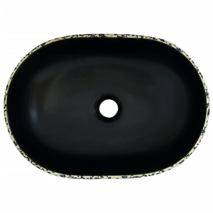 Lavabo da Appoggio-Lavandino-Lavello Nero e Blu Ovale 47x33x13 cm Ceramica