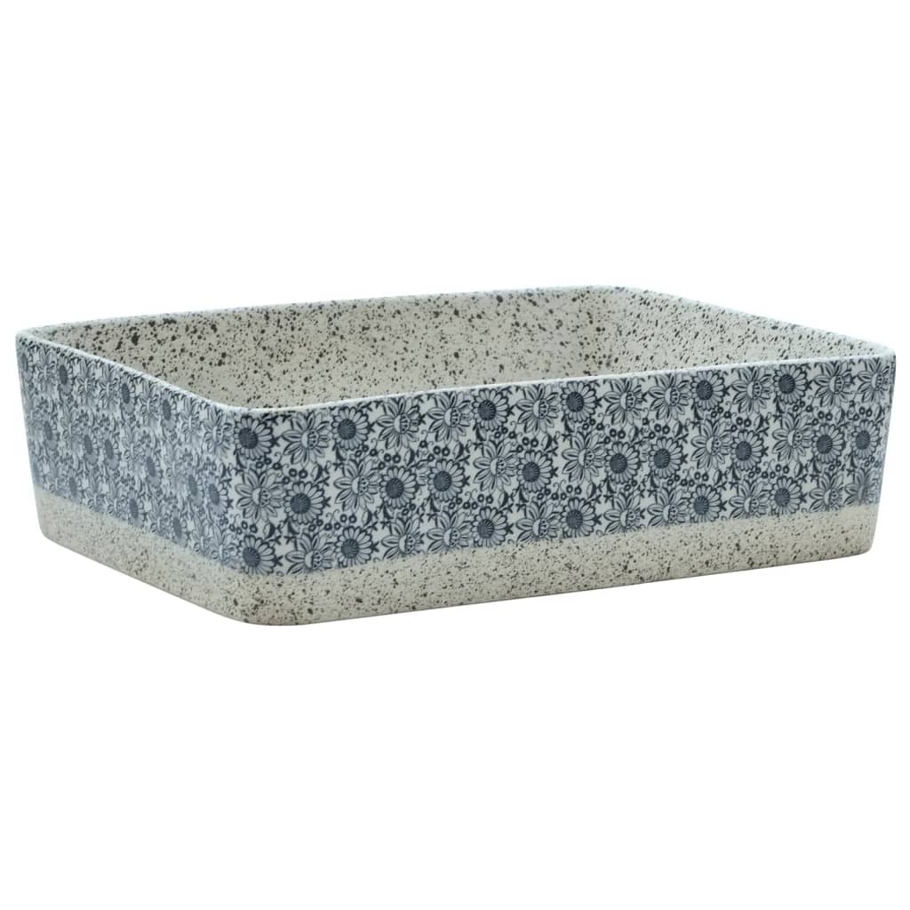 Lavabo Appoggio Grigio e Blu Rettangolare 46x35,5x13cm Ceramica 155072