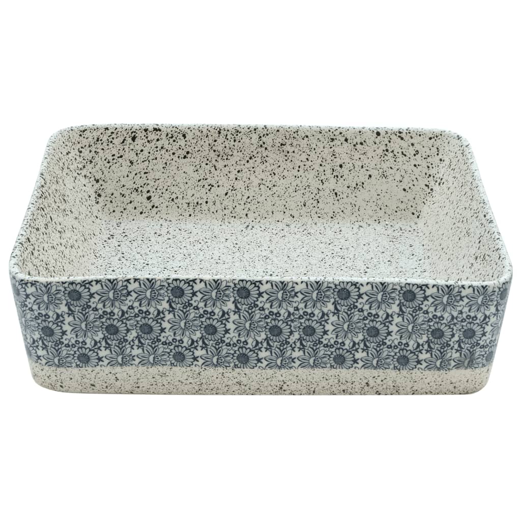 Lavabo Appoggio Grigio e Blu Rettangolare 46x35,5x13cm Ceramica 155072