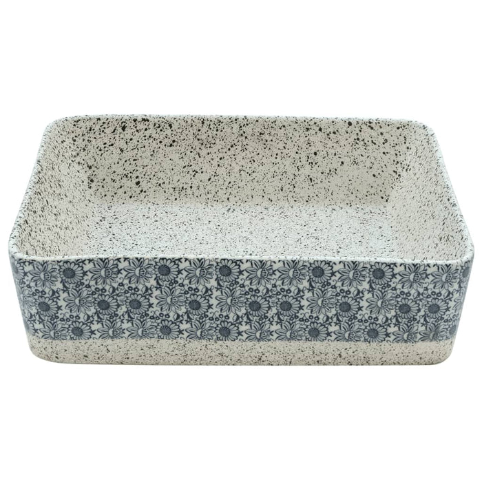 Lavabo Appoggio Grigio e Blu Rettangolare 46x35,5x13cm Ceramica 155072