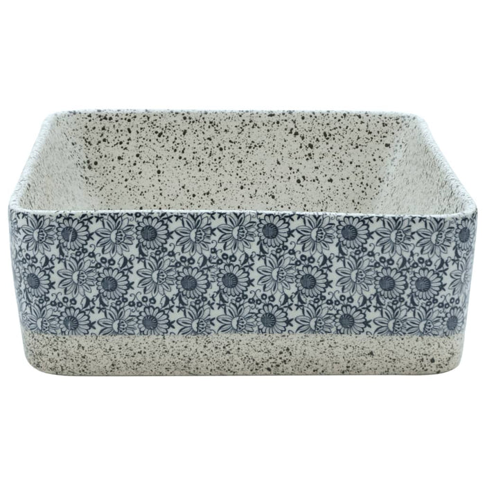 vidaXL Lavabo Appoggio Grigio e Blu Rettangolare 46x35,5x13cm Ceramica