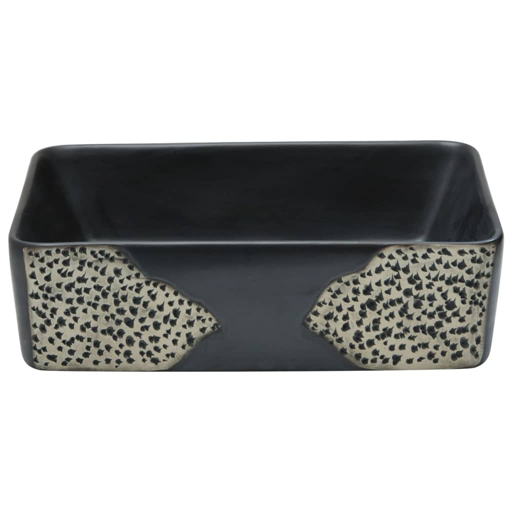 Lavabo da Appoggio Nero Rettangolare 46x35,5x13 cm Ceramica 155073