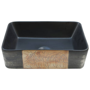 Lavabo Appoggio Nero Marrone Rettangolare 46x35,5x13cm Ceramica 155076