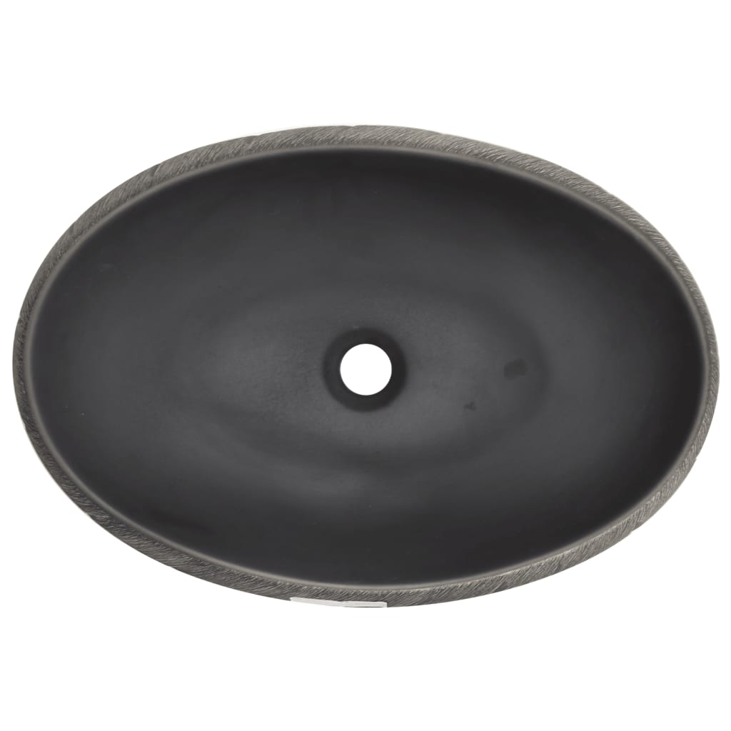 Lavabo da Appoggio Nero e Grigio Ovale 59x40x15 cm Ceramica 155080