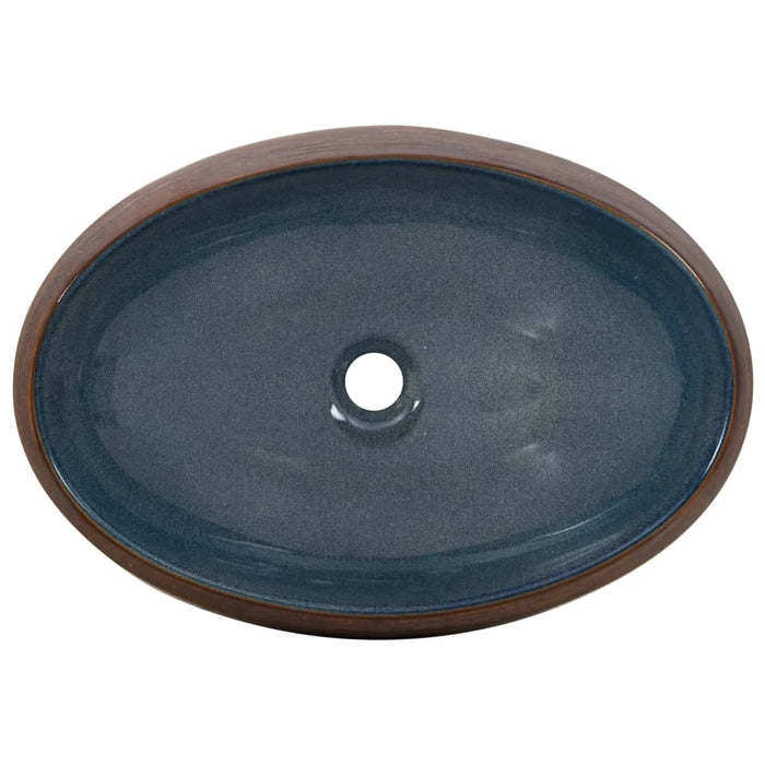 Lavabo da Appoggio Marrone e Blu Ovale 59x40x15 cm Ceramica 155081
