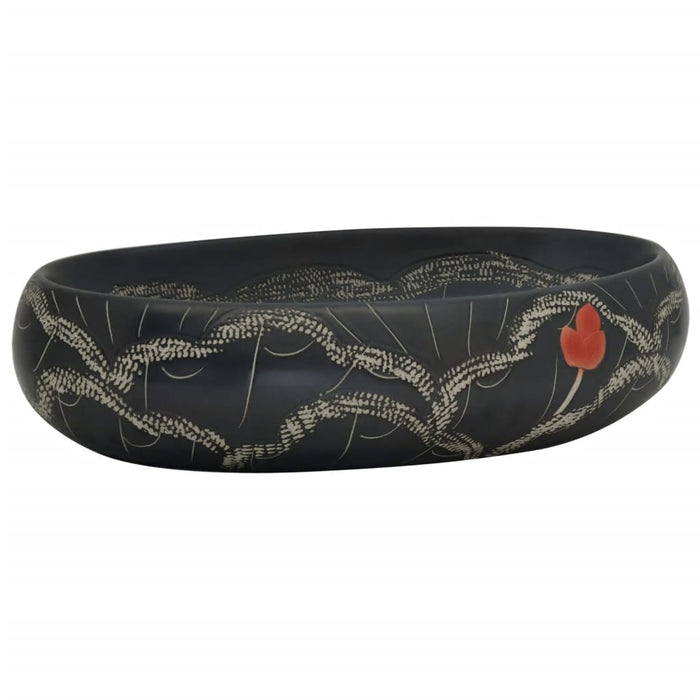 Lavabo da Appoggio Nero Ovale 59x40x15 cm Ceramicacod mxl 131494