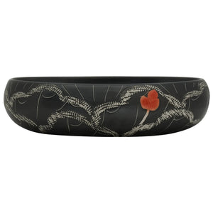 Lavabo da Appoggio Nero Ovale 59x40x15 cm Ceramica 155082