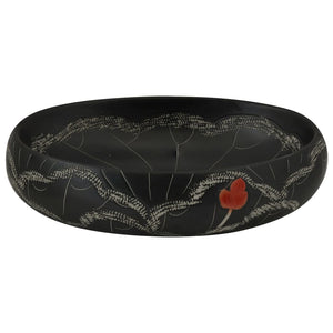 Lavabo da Appoggio Nero Ovale 59x40x15 cm Ceramica 155082