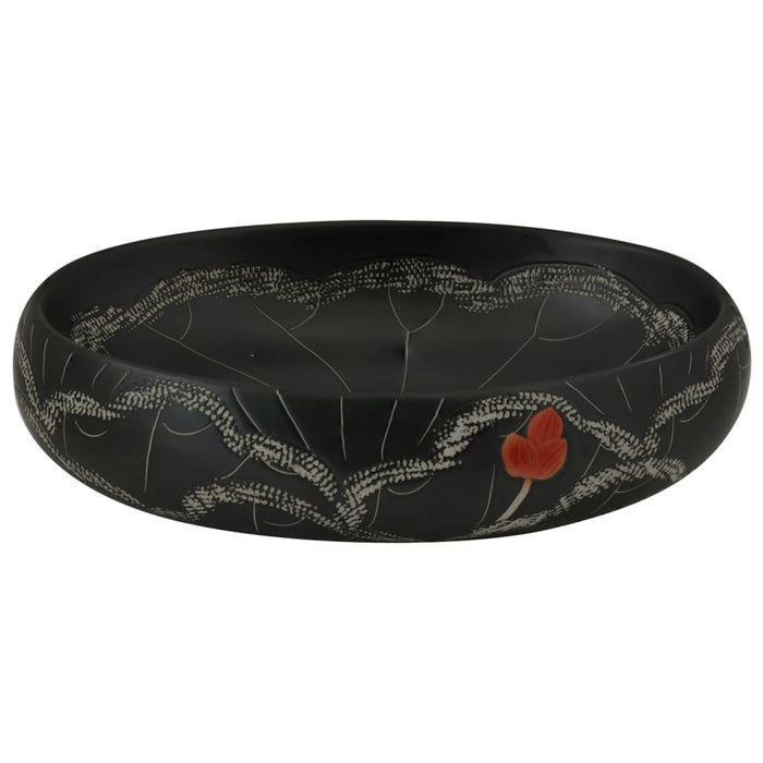 Lavabo da Appoggio Nero Ovale 59x40x15 cm Ceramica 155082