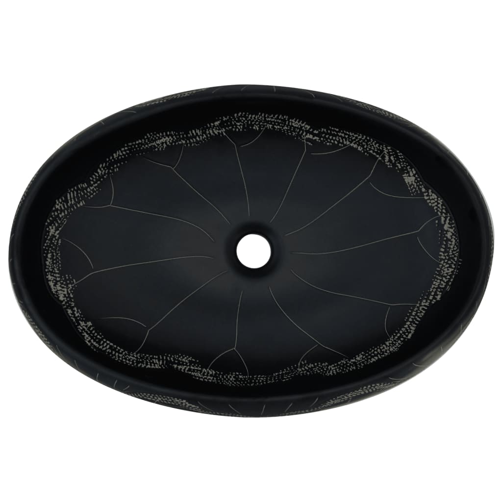 Lavabo da Appoggio Nero Ovale 59x40x15 cm Ceramica 155082