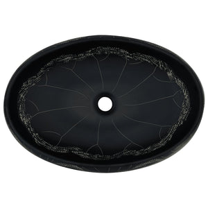 Lavabo da Appoggio Nero Ovale 59x40x15 cm Ceramica 155082