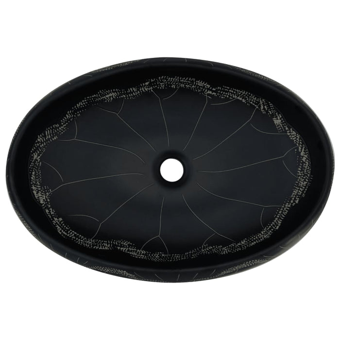 Lavabo da Appoggio Nero Ovale 59x40x15 cm Ceramica 155082