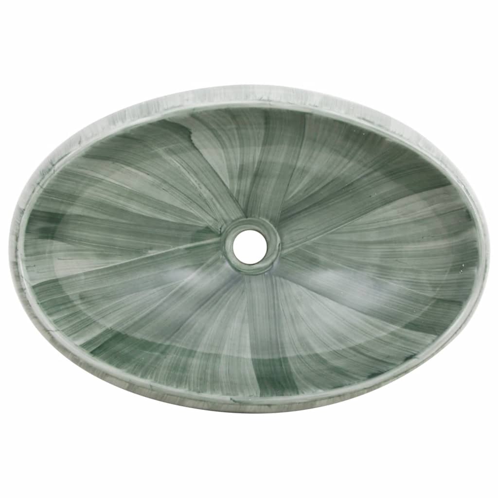 Lavabo da Appoggio-Lavandino Verde Ovale 59x40x15 cm Ceramica