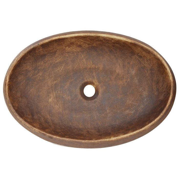 Lavabo da Appoggio-Lavandino Marrone Ovale 59x40x15 cm Ceramica