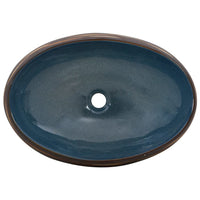 Lavabo da Appoggio-Lavandino-Lavello Marrone e Blu Ovale 59x40x15 cm Ceramica 485376